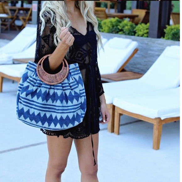 SOLD OUT CLEARANCE Black Scalloped Lace Sheer Boho Coverup Top - Picture 3 of 4